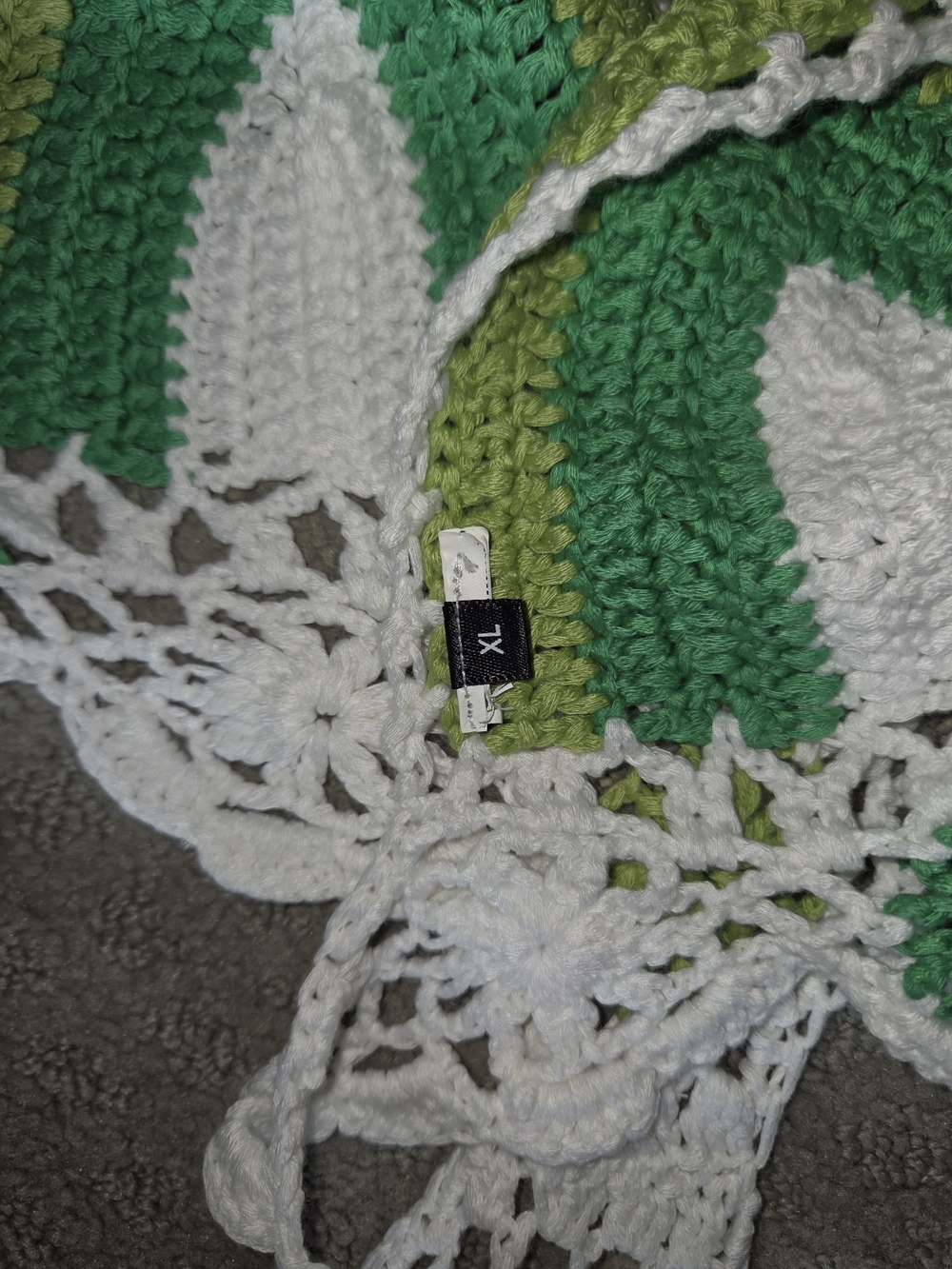 Green & White Crochet Fringe Beach Dress - Picture 4 of 4